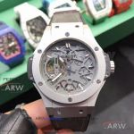 Perfect Replica ZY Factory Hublot Big Bang Gray Skeleton Face Stainless Steel Bezel 42mm Watch